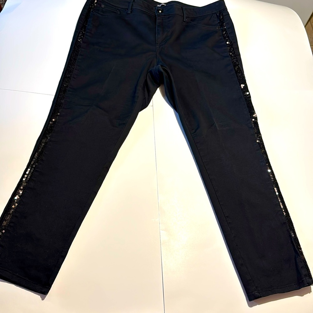 Roz & Ali embellished sequined black jeans size 18